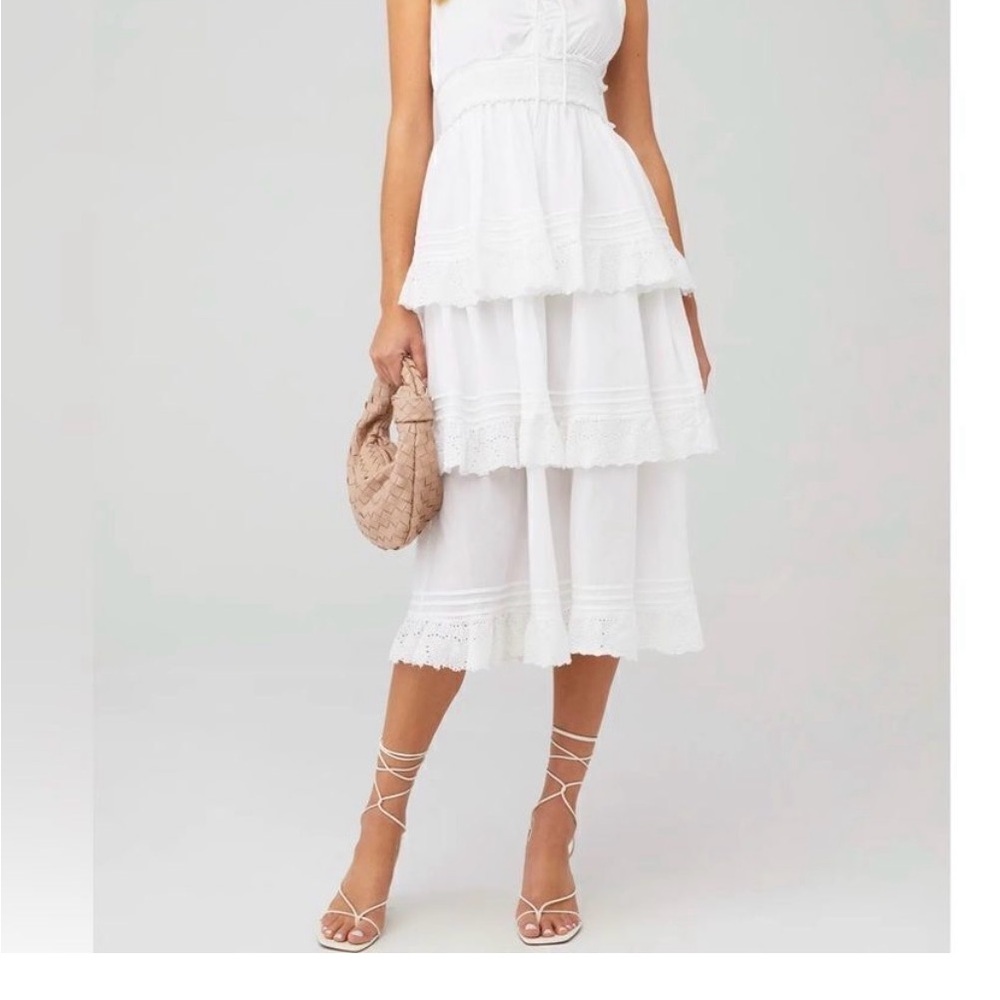 Cleobella White Tiered Midi Dress